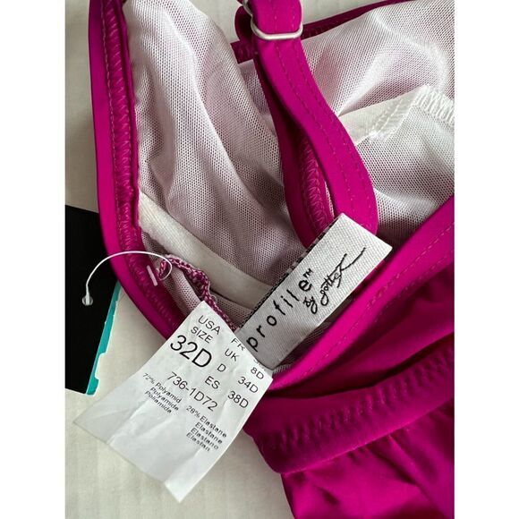 NWT Profile by Gottex 32D MAGENTA tankini swim top with underwire - Picture 9 of 12